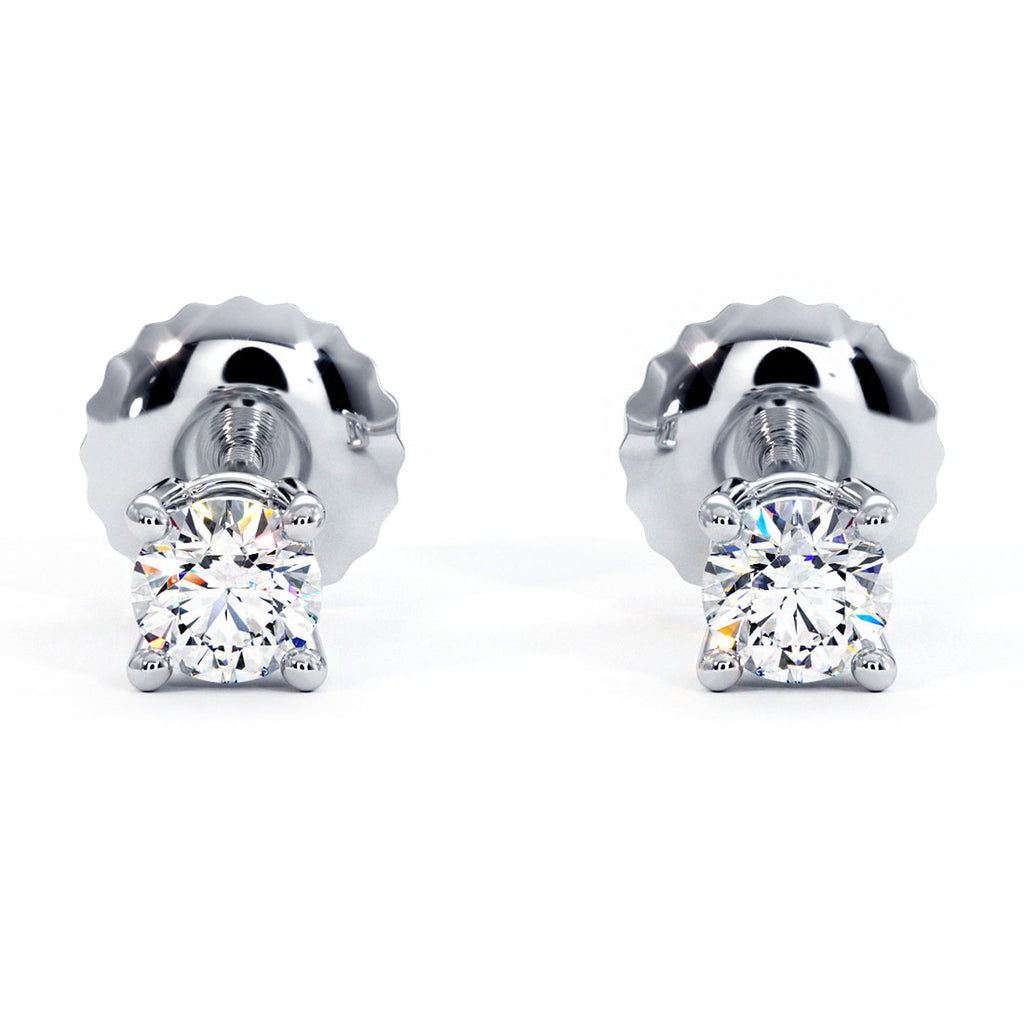 0.50ctw Round Brilliant Diamond Studs Earrings Basket Set in 14k White Gold