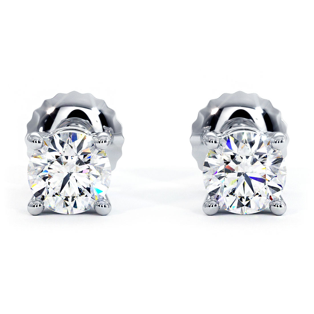 1.50ctw Round Brilliant Diamond Studs Earrings Basket Set in 14k White Gold