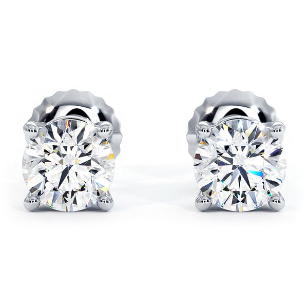 2.00ctw Round Brilliant Diamond Studs Earrings Basket Set in 14k White Gold