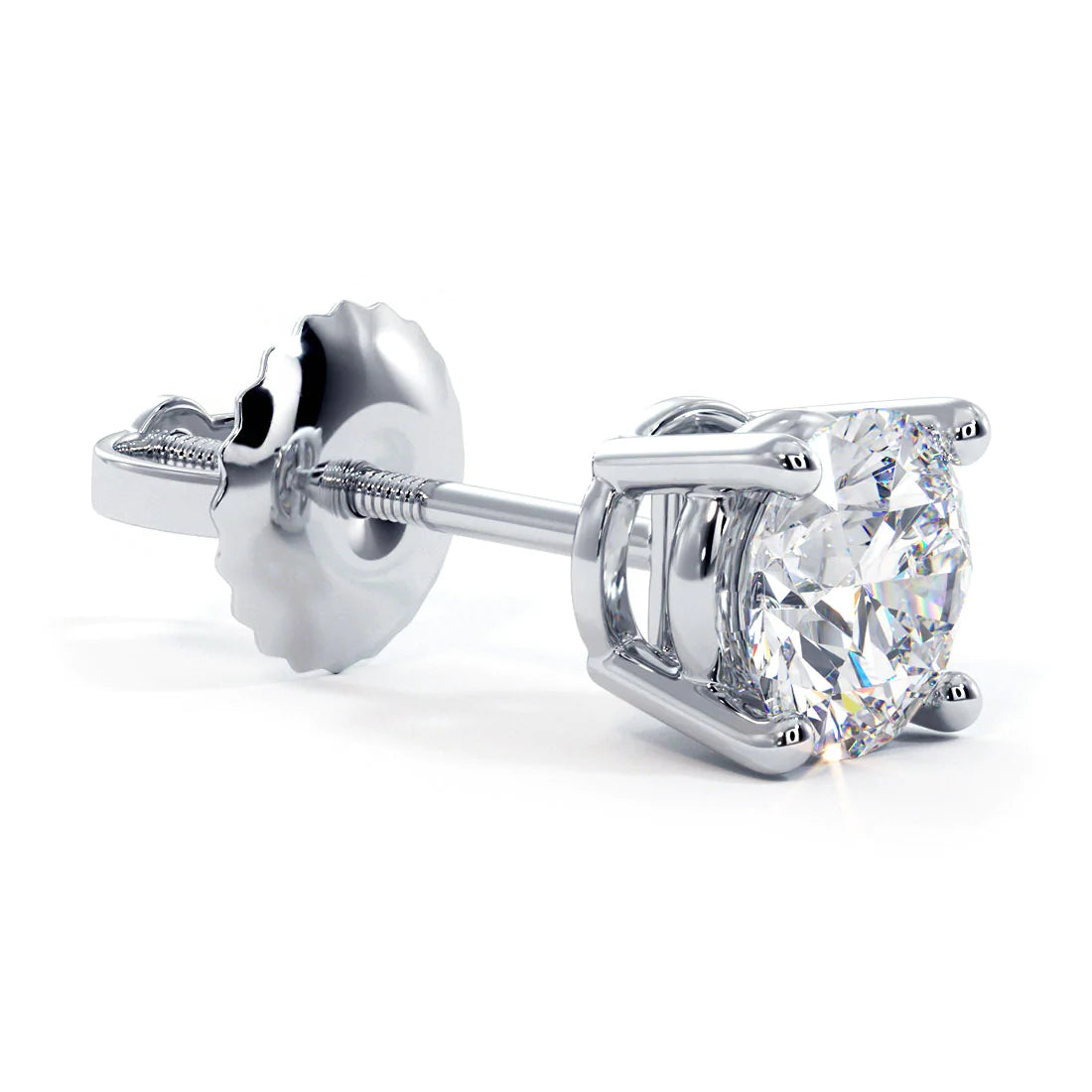 2.00ctw GIA Certified Round Brilliant Diamond Studs Earrings Basket Set in 14k White Gold