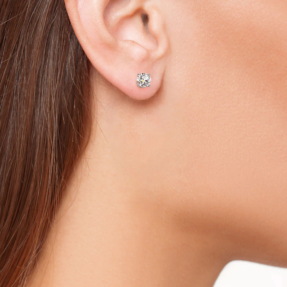 2.00ctw GIA Certified Round Brilliant Diamond Studs Earrings Basket Set in 14k White Gold