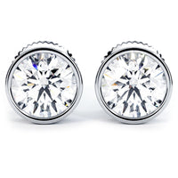 1.50 Carat E-VS Certified Diamond Studs Earrings Bezel Setting 14k White Gold