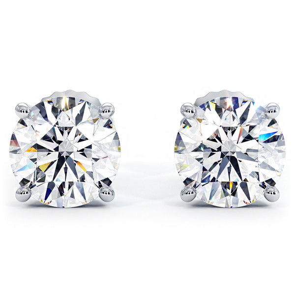 4.00ctw Round Brilliant Diamond Studs Earrings Basket Set in 14k White Gold