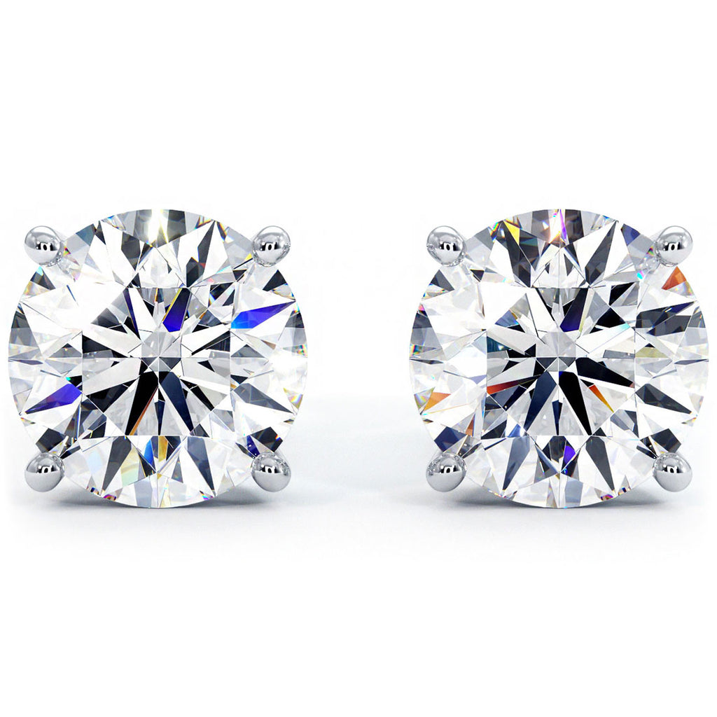 5.00ctw round brilliant diamond studs earrings basket set in 14k white gold  – Liori Diamonds