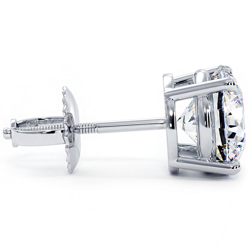 5.00ctw round brilliant diamond studs earrings basket set in 14k white gold  – Liori Diamonds