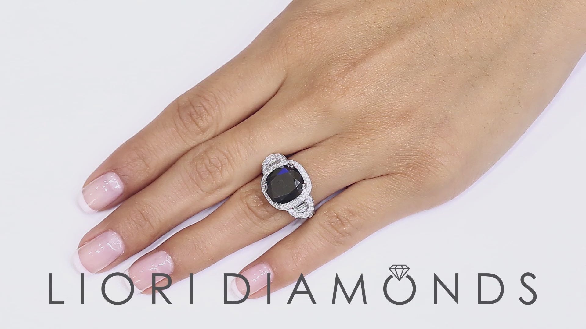 6.08 Carat Cushion Cut Natural Black Diamond Engagement Ring 14k Vintage Style