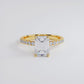 2.23ctw GIA Certified E-VS1 Emerald Cut Under Halo Petite Micropavé Lab Grown Diamond Engagement Ring set in 14k Yellow Gold