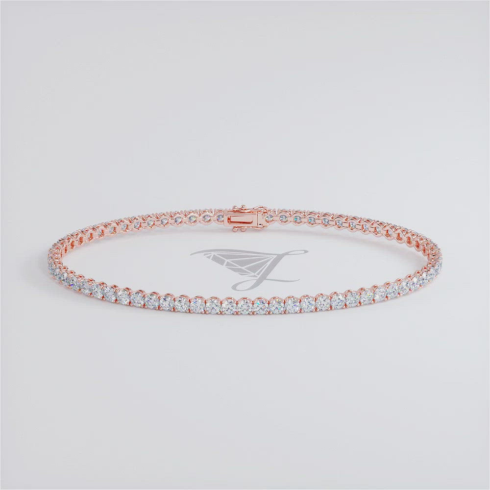 3.25ctw Round Brilliant Diamond Tennis Bracelet set in 14k Rose Gold