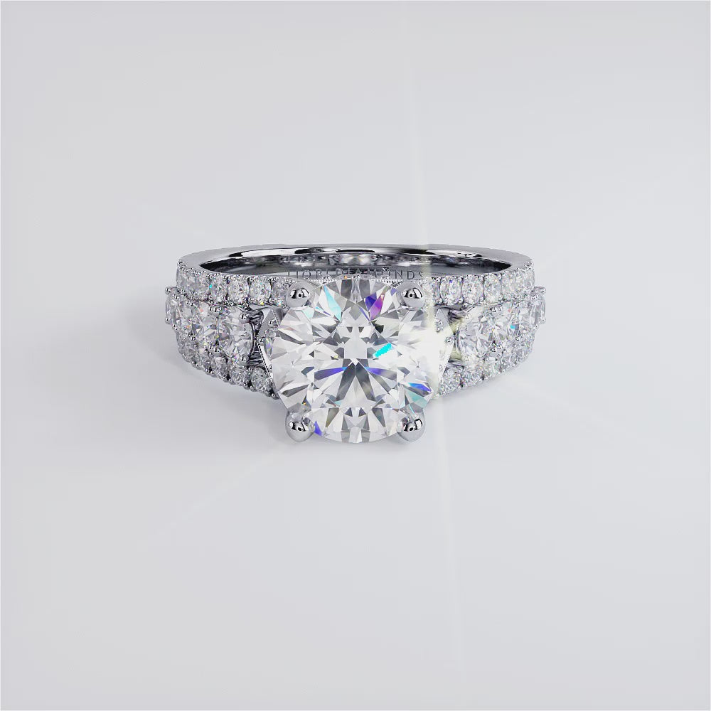 3 Carat Round Brilliant Vintage Style Graduated Cathedral Split Shank