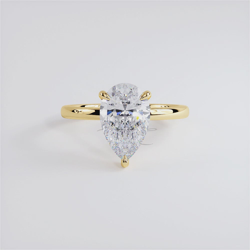 2 Carat Pear Shape Petite Wire Basket Solitaire