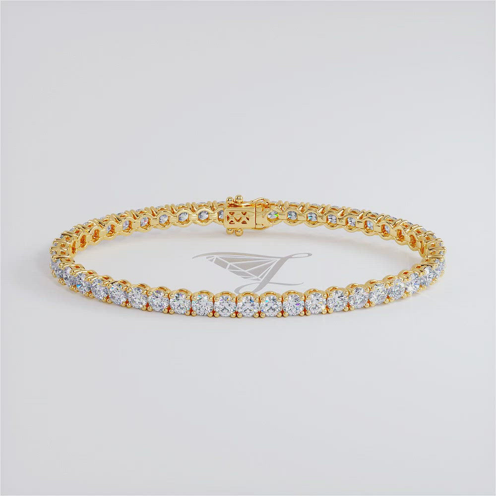 7.50ctw Round Brilliant Diamond Tennis Bracelet set in 14k Yellow Gold