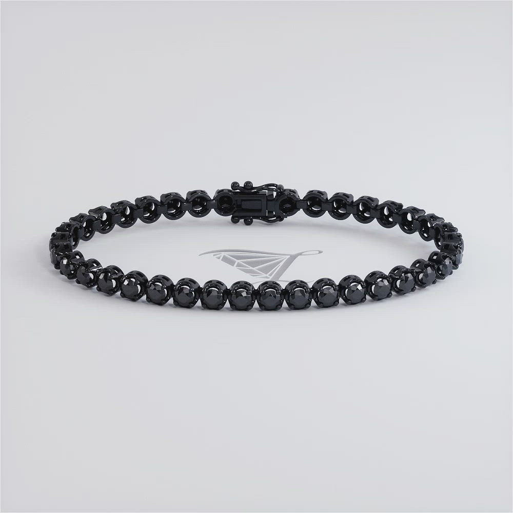 5.25ctw Round Brilliant Buttercup Black Diamond Tennis Bracelet set in 14k Black Gold