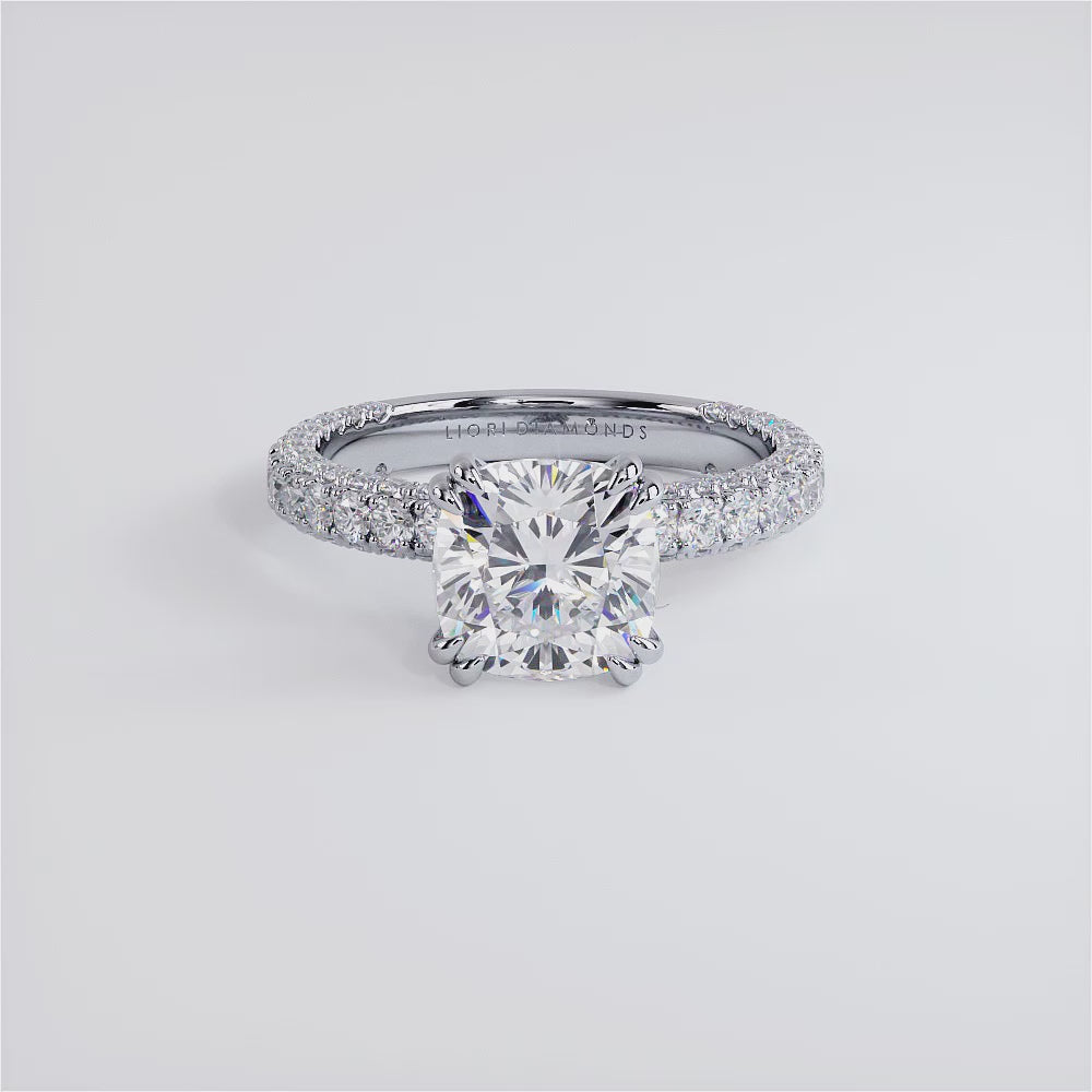 2 Carat Cushion Cut 3D Micropavé Shank