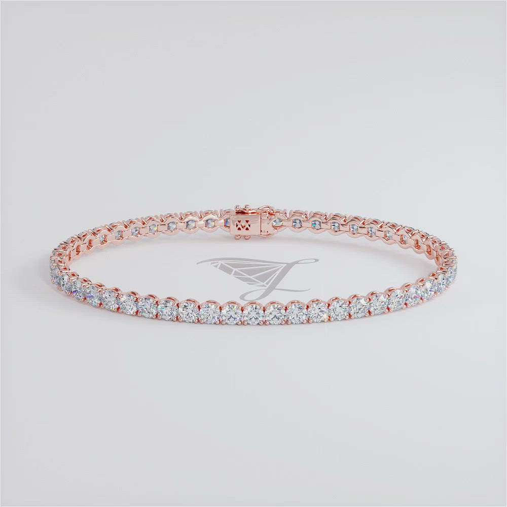 6.50ctw Round Brilliant Diamond Tennis Bracelet set in 14k Rose Gold