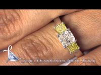 ER-0938 - 2.02 Carat Fancy Yellow & White Radiant Cut Three Stone Diamond Engagement Ring