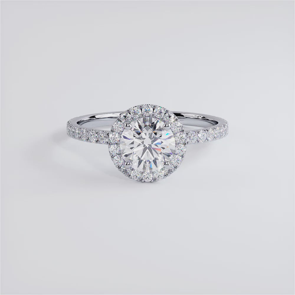 1 Carat Round Brilliant Petite Micropavé Band Halo
