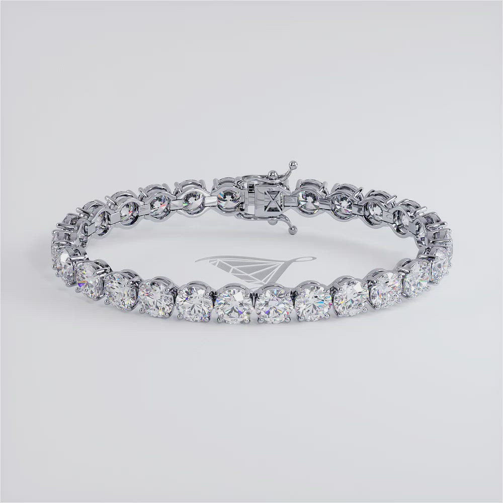 26.00ctw Round Brilliant Diamond Tennis Bracelet set in 14k White Gold