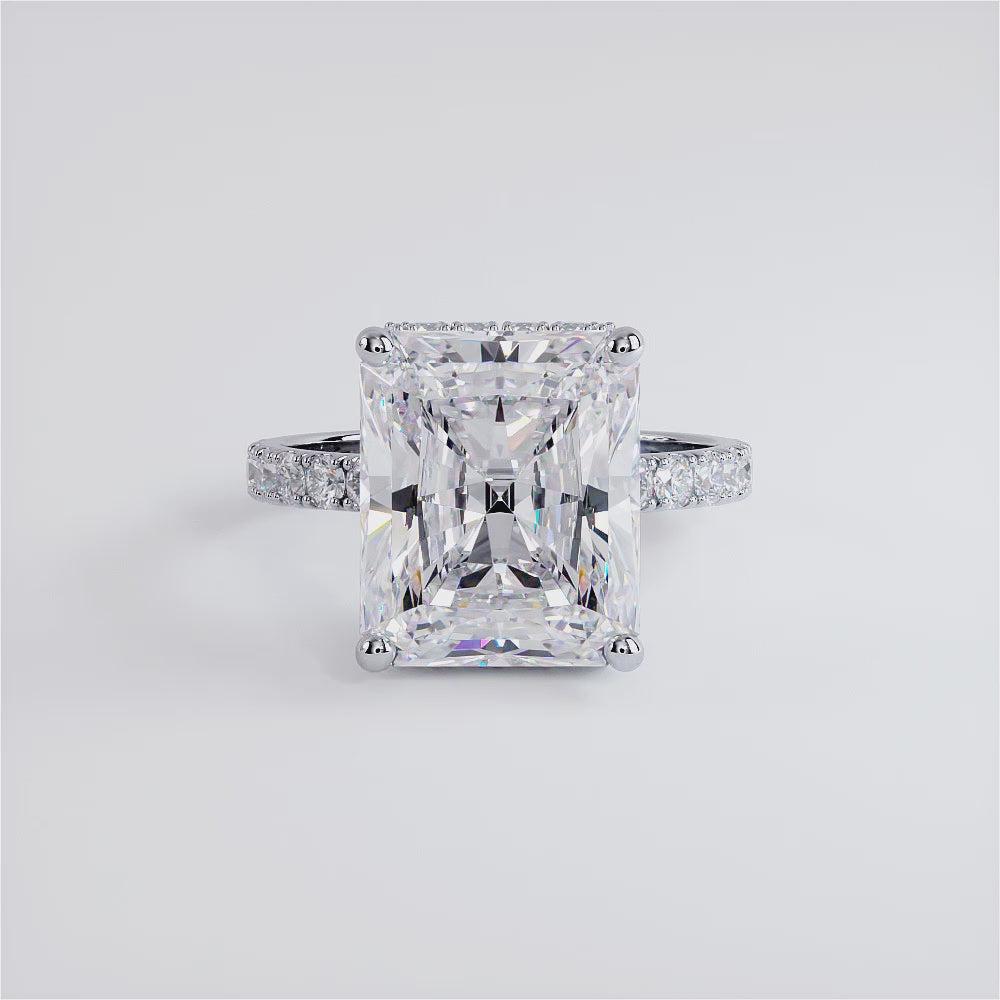 6 Carat Radiant Cut Under Halo Petite Micropavé