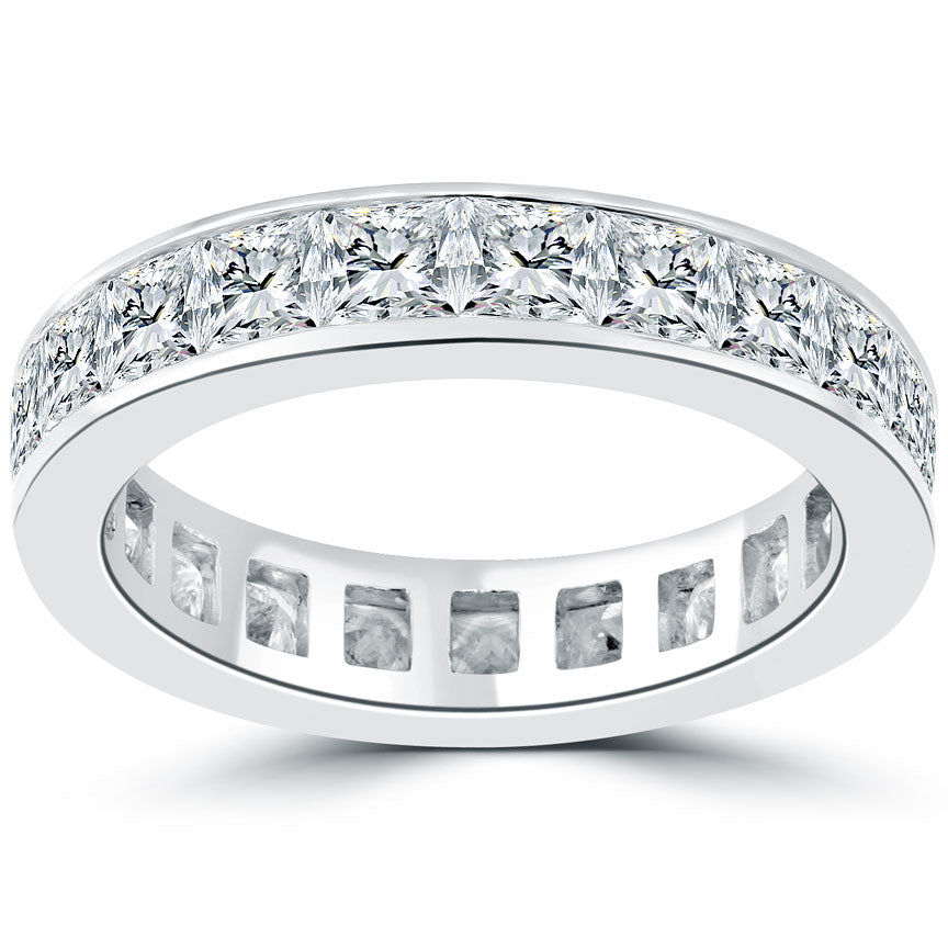5.00ctw F-VS1 Princess Cut Diamond Eternity Wedding Band Ring 18k White Gold
