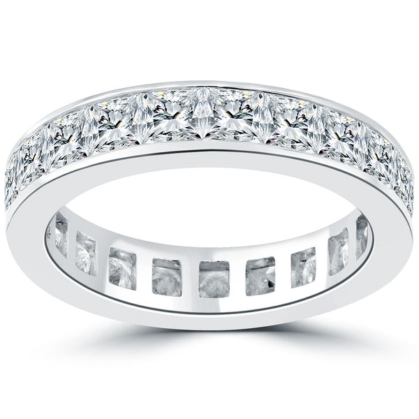 5.00ctw F-VS1 Princess Cut Diamond Eternity Wedding Band Ring 18k White Gold
