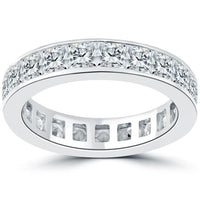 5.00 Carat F-VS1 Princess Cut Diamond Eternity Wedding Band Ring 18k White Gold