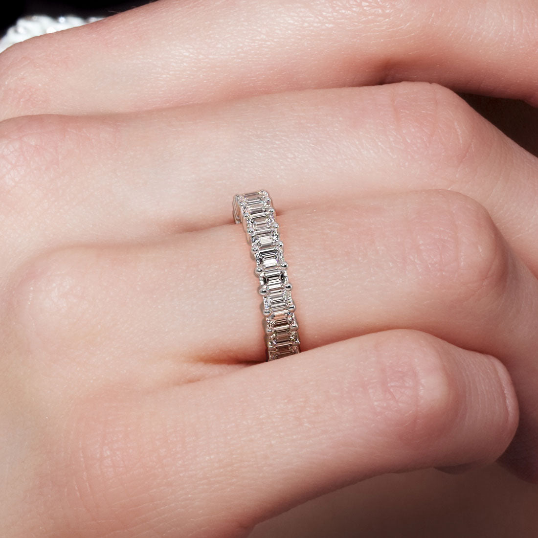 6.00ctw F-VS1 Emerald Cut Diamond Eternity Band Anniversary Ring 18k Gold