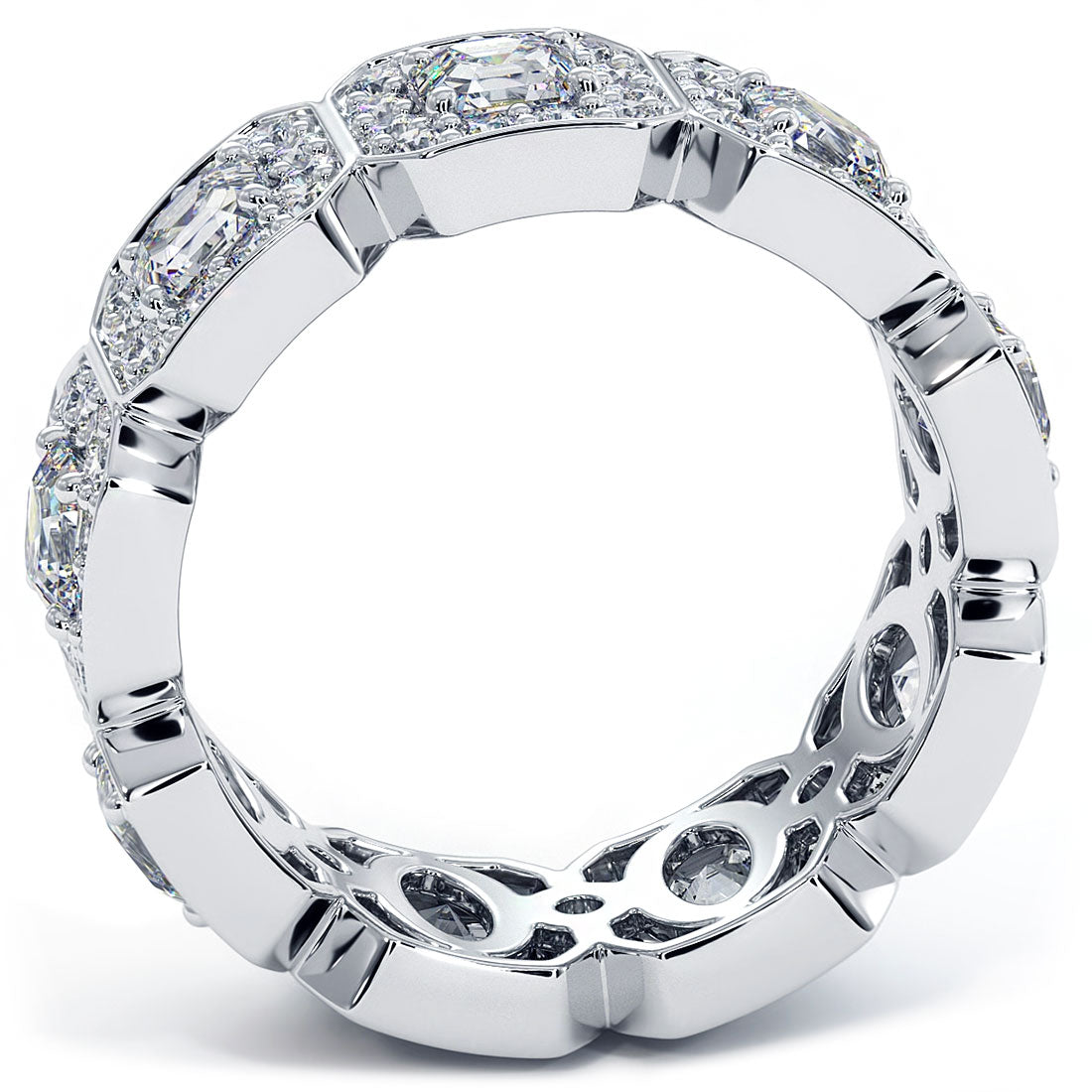 5.75ctw D-VVS1 Asscher Cut Diamond Eternity Wedding Band Ring 14k White Gold