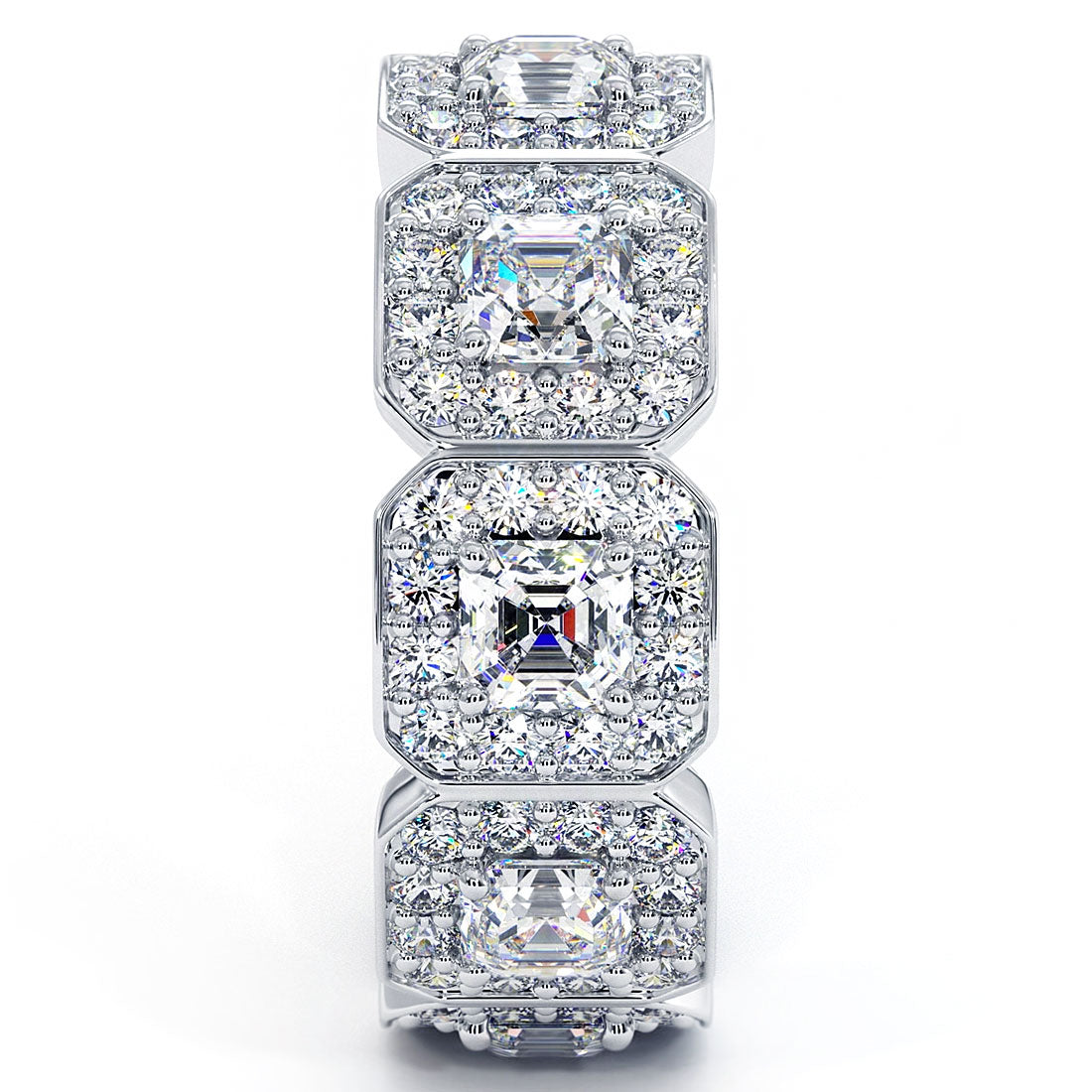 5.75ctw D-VVS1 Asscher Cut Diamond Eternity Wedding Band Ring 14k White Gold