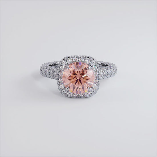 Fancy Intense Pink Heart Lab Grown Diamond Engagement Ring