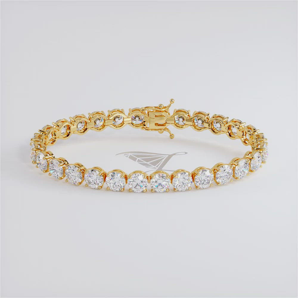 21.00ctw Round Brilliant Diamond Tennis Bracelet set in 14k Yellow Gold