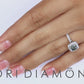 1.45 Carat Fancy Blue Diamond Engagement Ring 18k Gold Pave Halo Vintage Style
