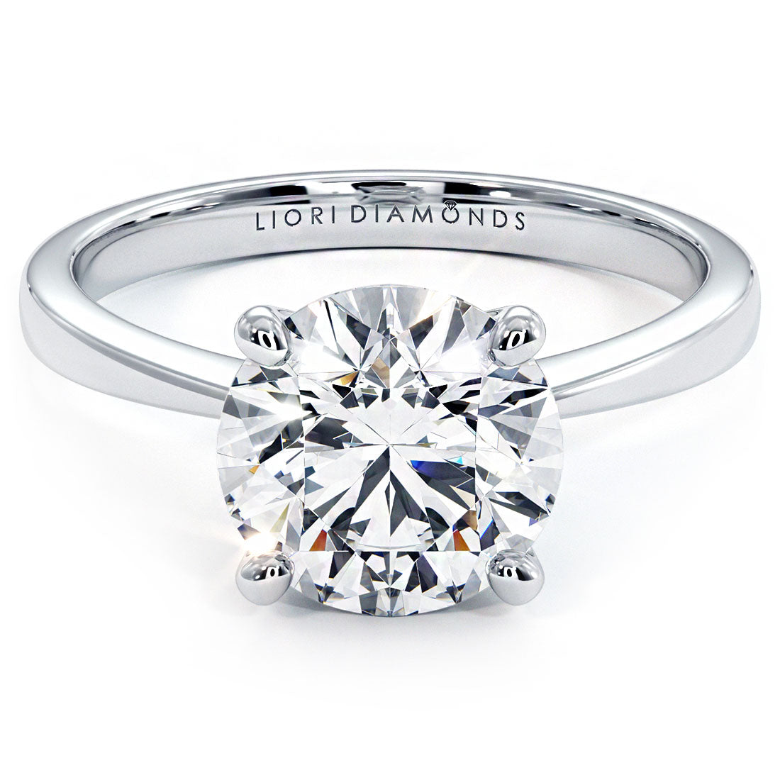 2 Carat Round Brilliant Petite Tapered 4 Prong Solitaire