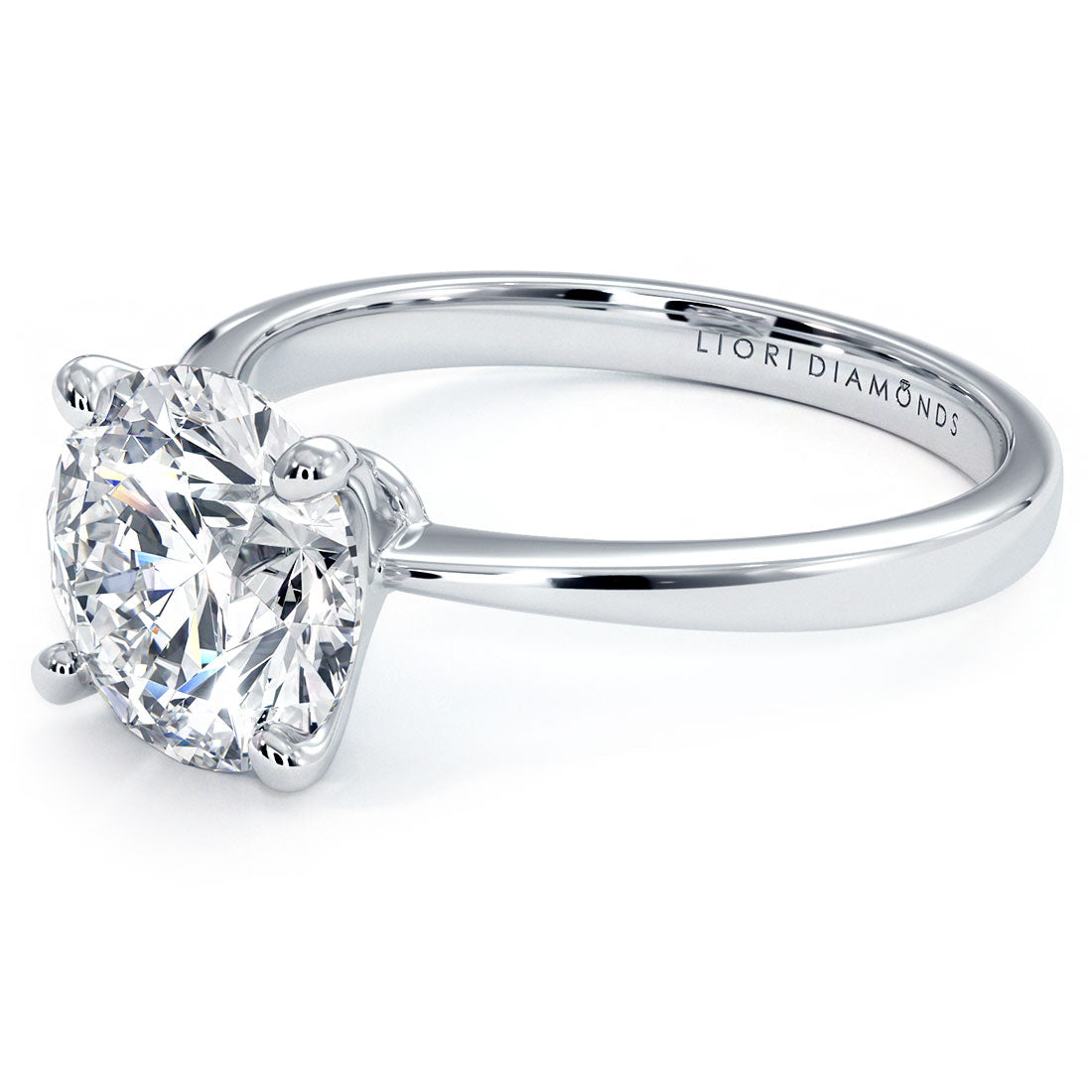 2 Carat Round Brilliant Petite Tapered 4 Prong Solitaire