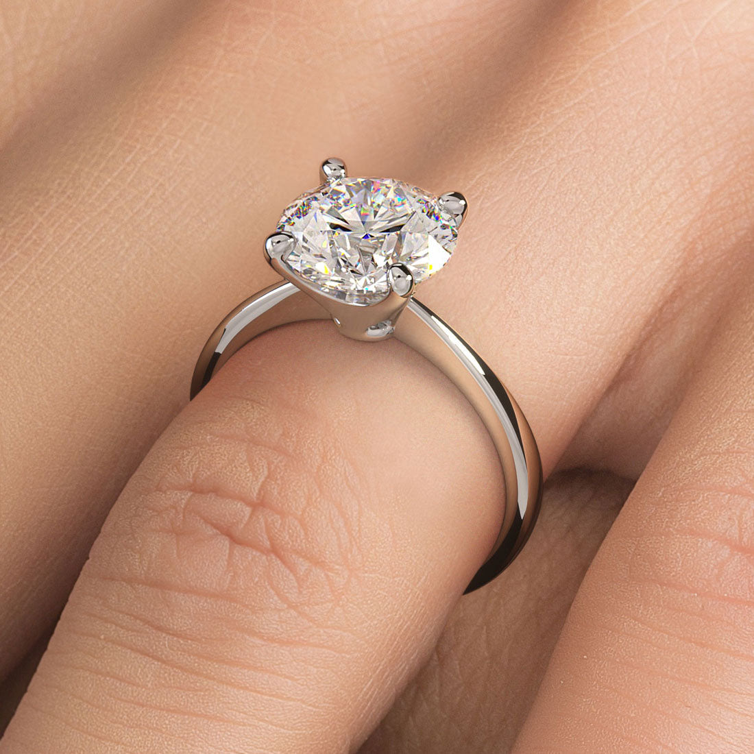 2.5 Carat Round Brilliant Petite Tapered 4 Prong Solitaire