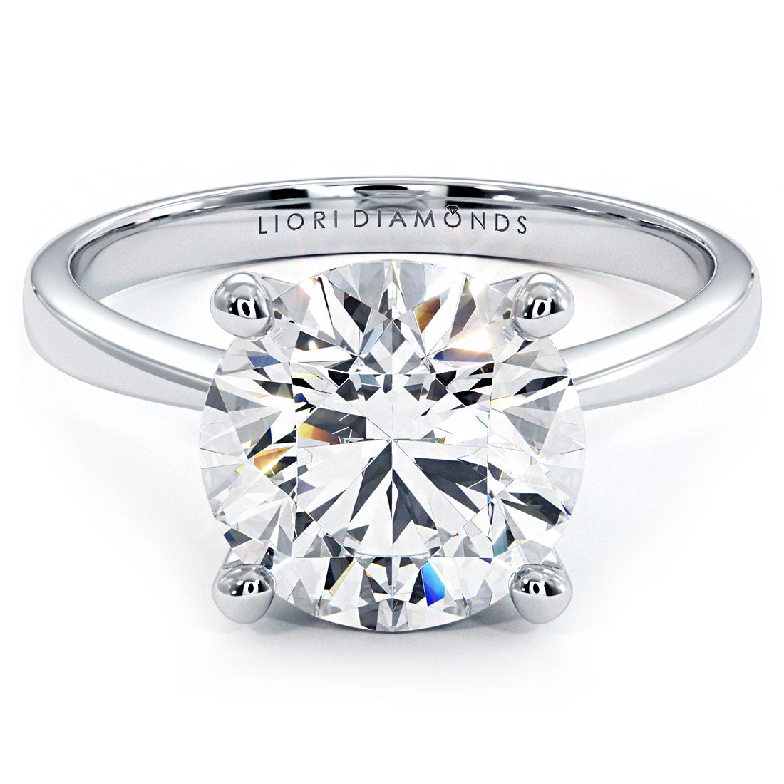 3 Carat Round Brilliant Petite Tapered 4 Prong Solitaire