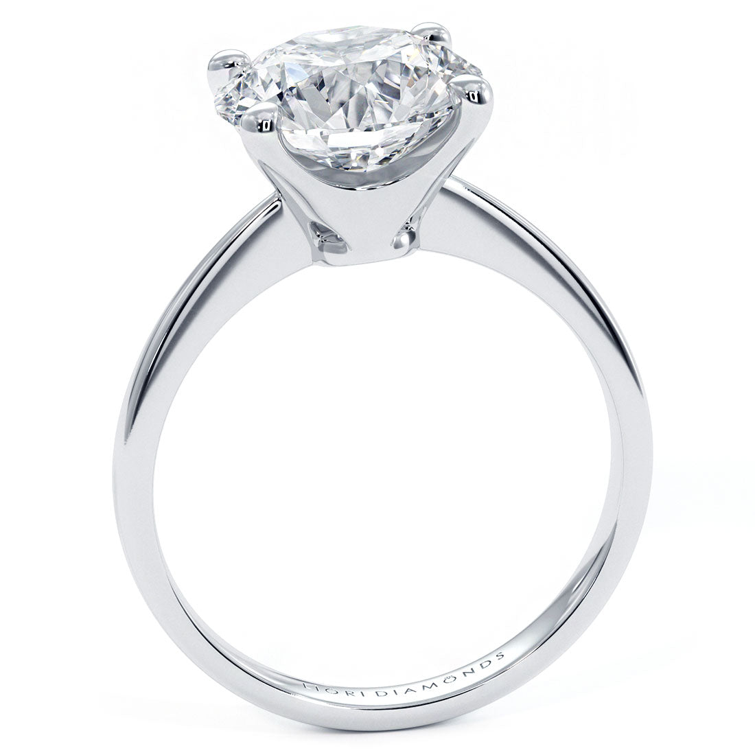 3 Carat Round Brilliant Petite Tapered 4 Prong Solitaire