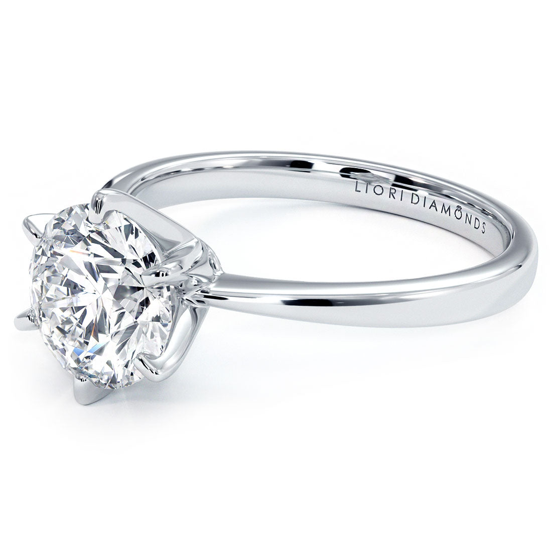 1.5 Carat Round Brilliant Petite Tapered 6 Prong Solitaire