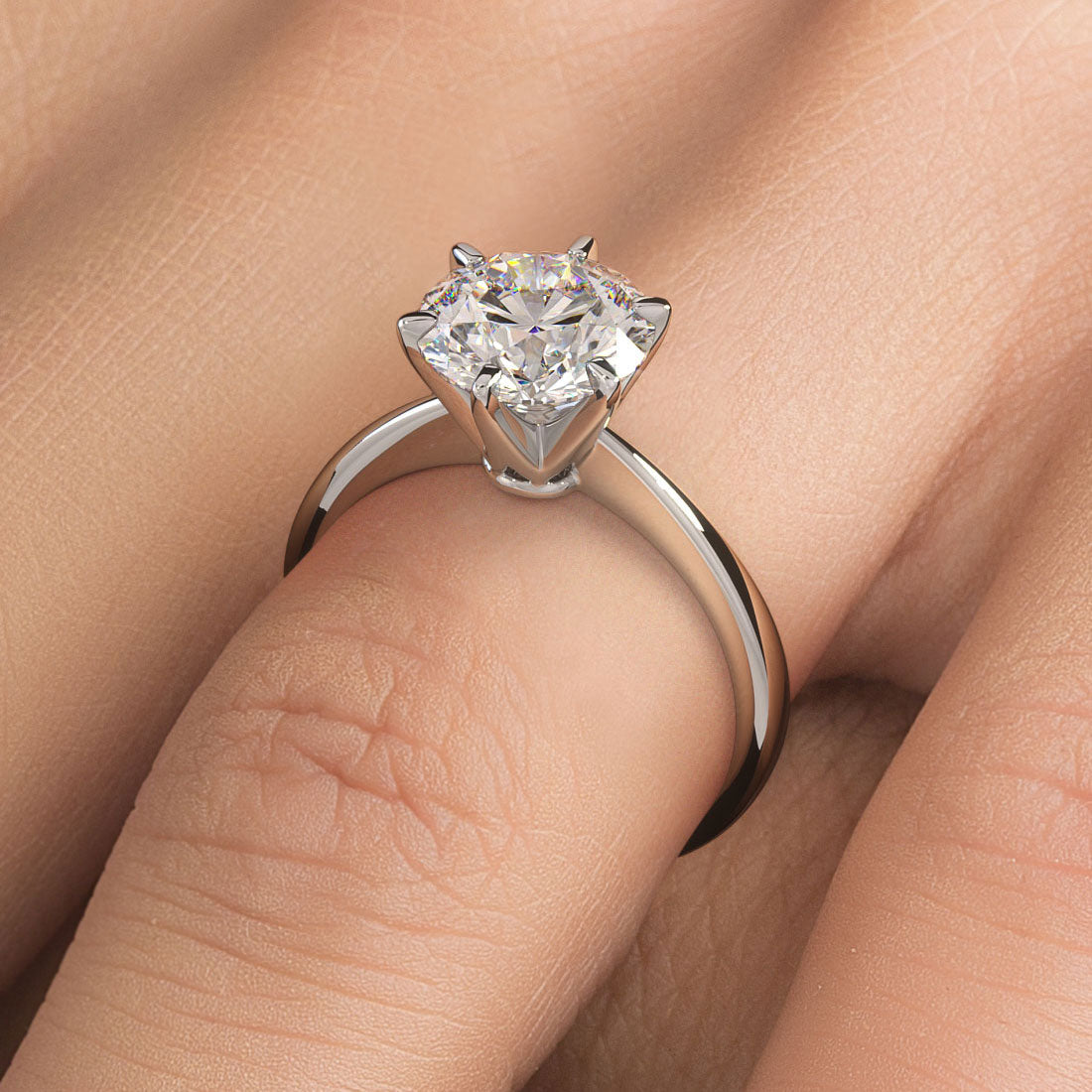 2 Carat Round Brilliant Petite Tapered 6 Prong Solitaire