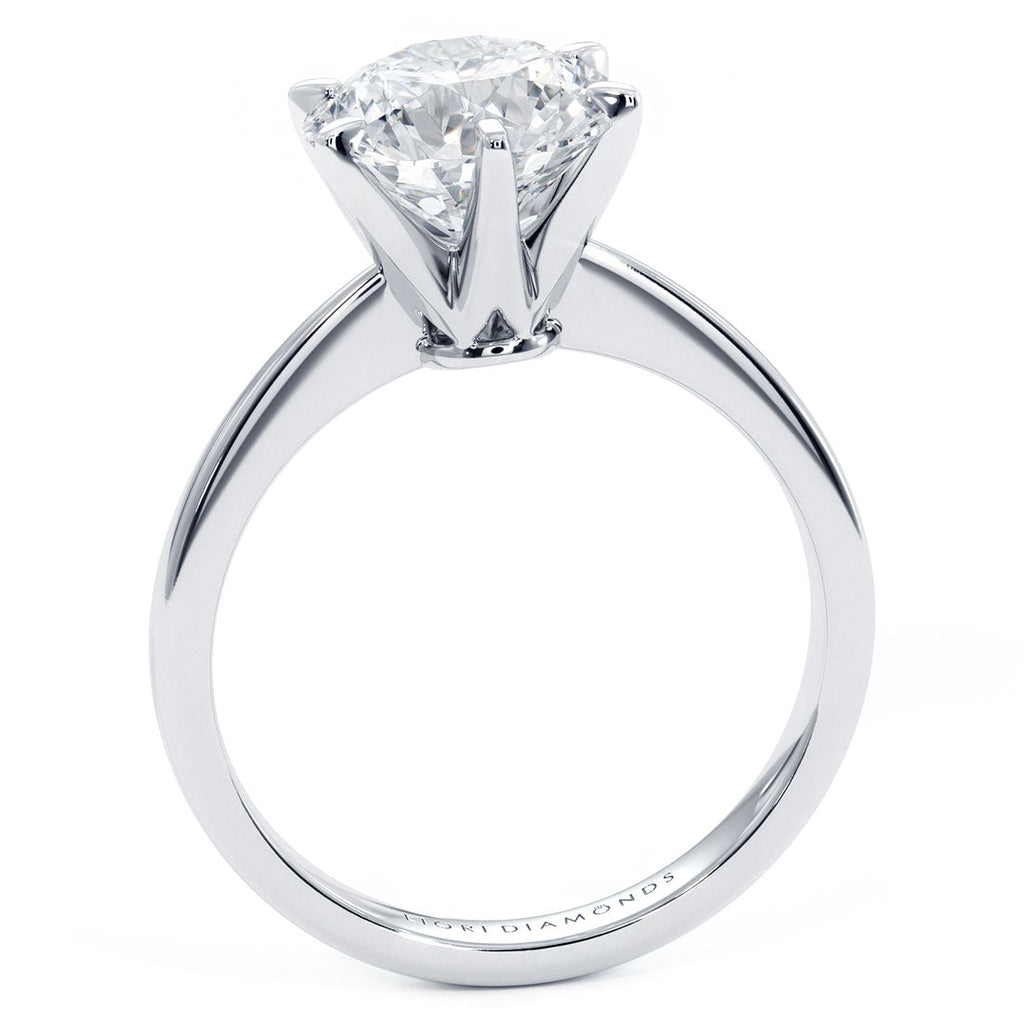 2 Carat Round Brilliant Petite Tapered 6 Prong Solitaire