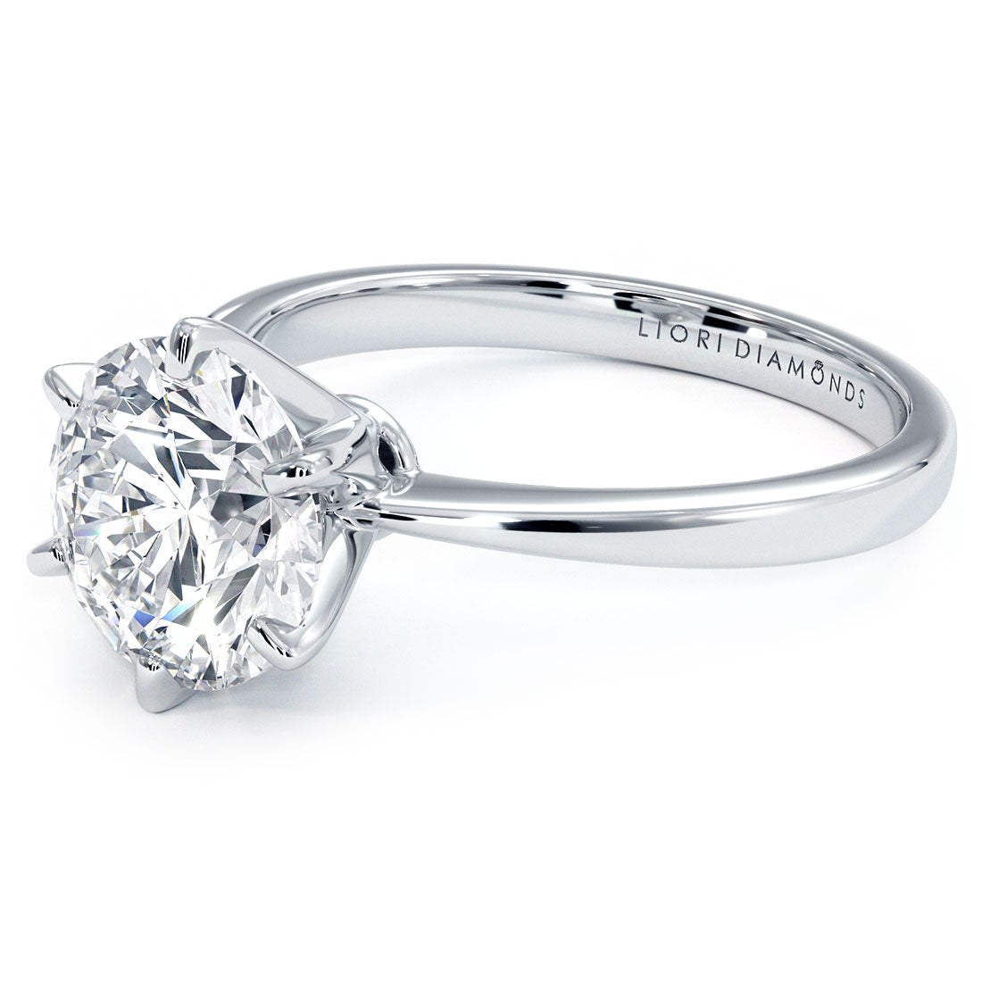 2.00ct Round Brilliant Petite Tapered 6 Prong Solitaire Diamond Engagement Ring Setting in Platinum