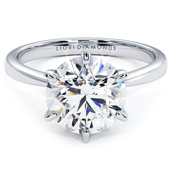 2.5 Carat Round Brilliant Petite Tapered 6 Prong Solitaire