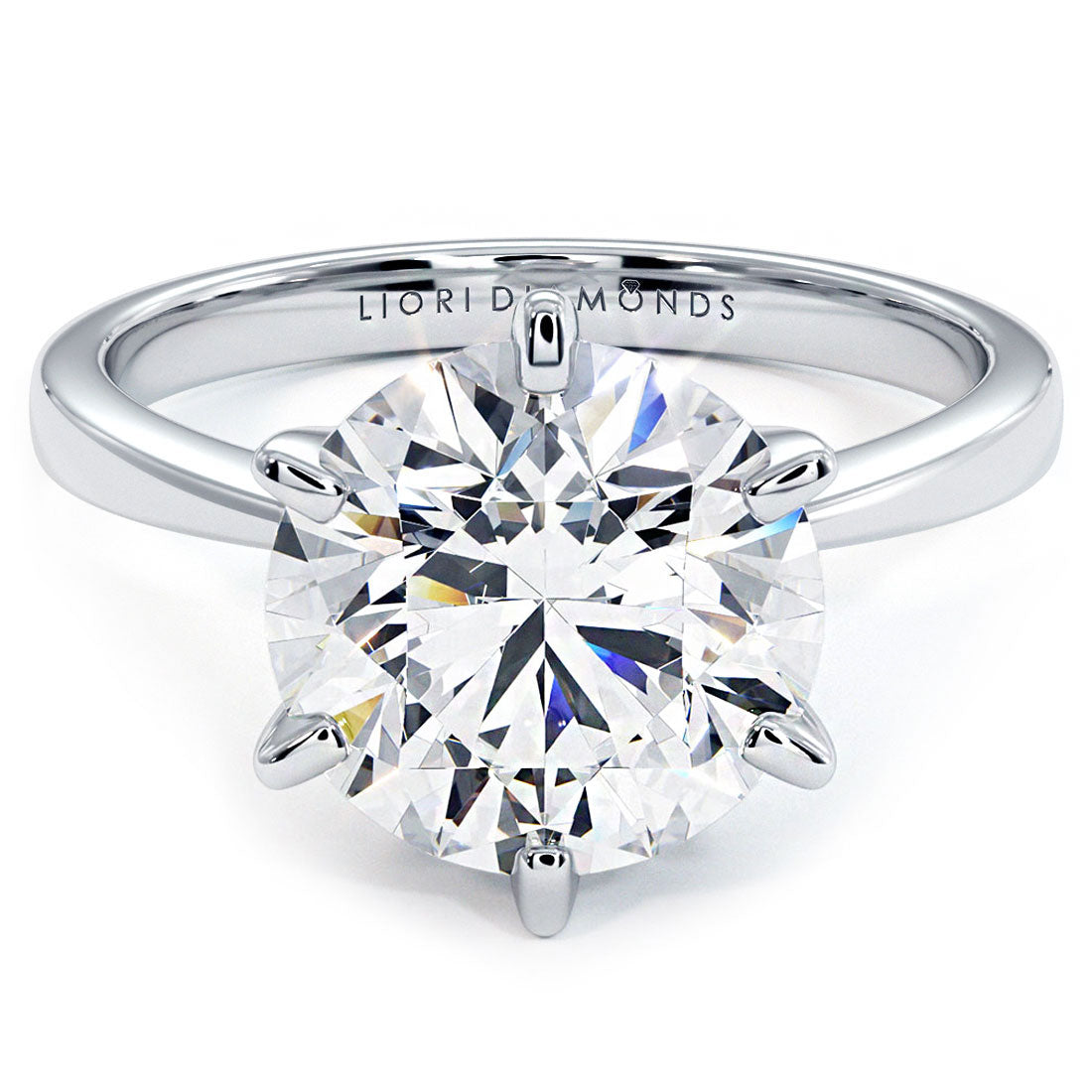 3 Carat Round Brilliant Petite Tapered 6 Prong Solitaire