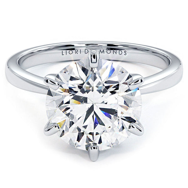 3 Carat Round Brilliant Petite Tapered 6 Prong Solitaire