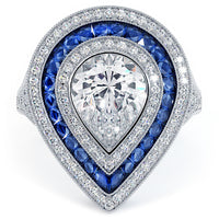 1.5 Carat Pear Shape Antique Art Deco Sapphire & Diamond