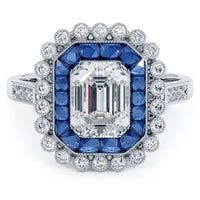 1 Carat Emerald Cut Antique Art Deco Sapphire & Diamond