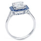 2.00ct Radiant Cut Antique Art Deco Sapphire & Diamond Engagement Ring Setting (1.45ctw) in Platinum