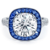 2 Carat Round Brilliant Antique Art Deco Sapphire & Diamond