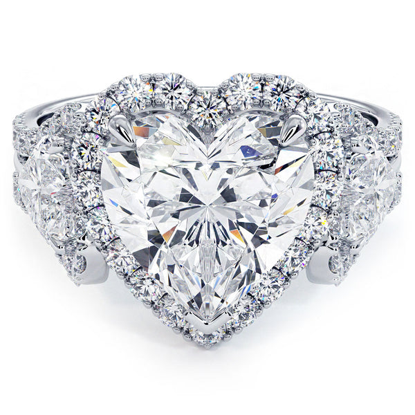 3 Carat Heart Shape Three stone Halo