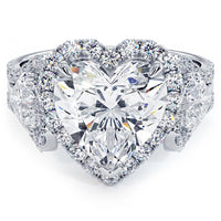 3 Carat Heart Shape Three stone Halo Diamond