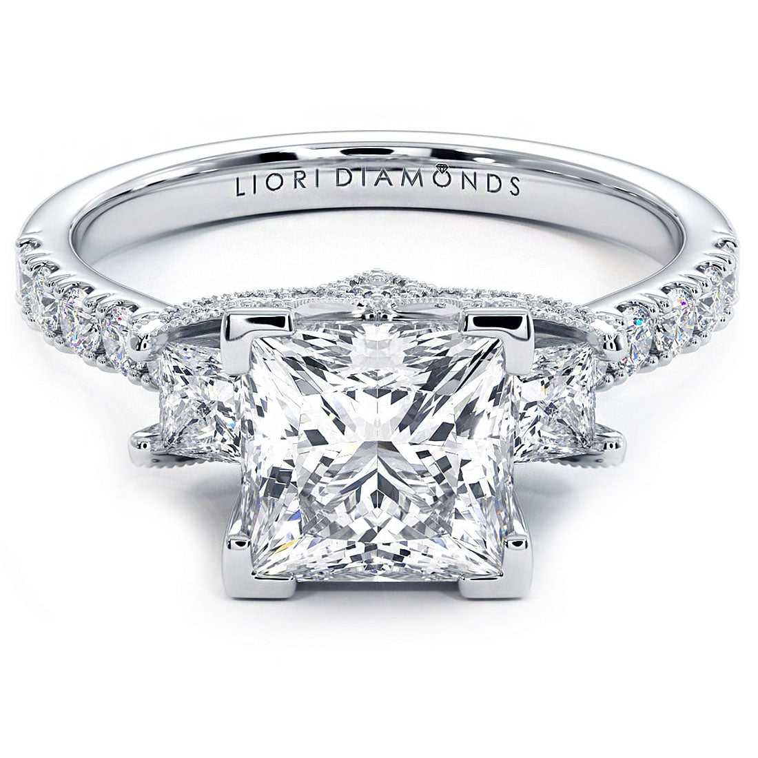 1.5 Carat Princess Cut Three Stone